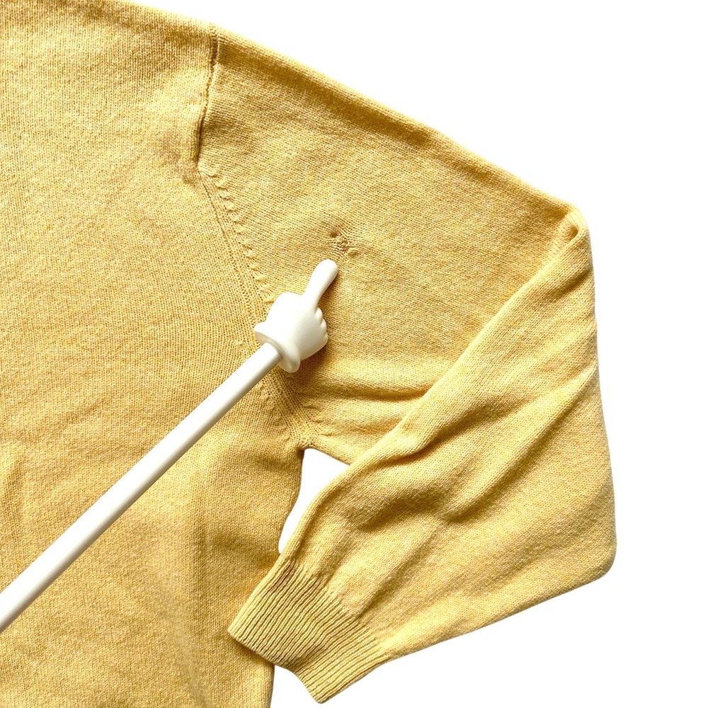 VTG Orvis Lambswool V-Neck Sweater Large Golden Wheat Yellow Elevated Basic Chic - Picture 6 of 7